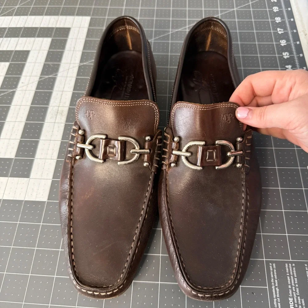 Donald‎ J Pliner Dacio Brown Italian Leather Bit Loafers Mens 10.5 M Equestrian